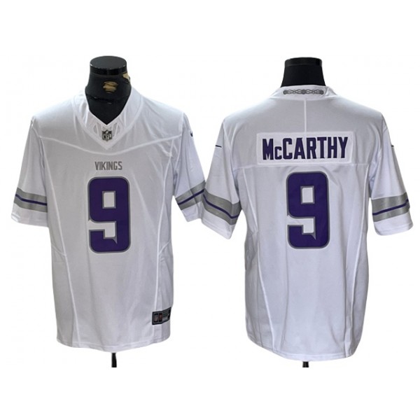 Minnesota Vikings #9 J.J. McCarthy Alternate White Vapor F.U.S.E. Limited Jersey