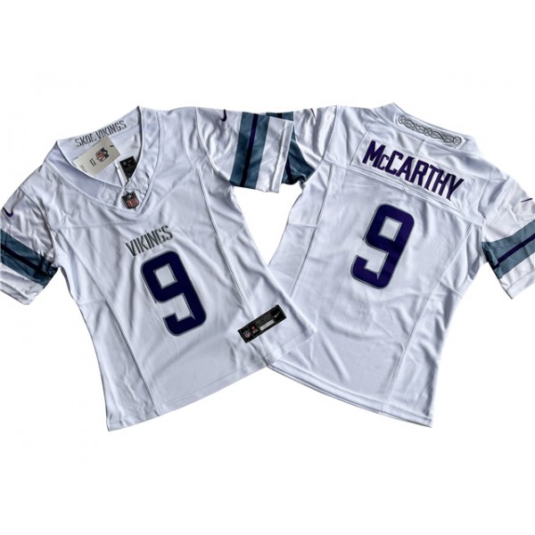 Minnesota Vikings #9 J.J. McCarthy Women's Alternate White Vapor F.U.S.E. Limited Jersey