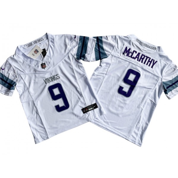 Minnesota Vikings #9 J.J. McCarthy Youth Alternate White Vapor F.U.S.E. Limited Jersey