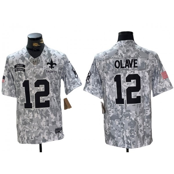 New Orleans Saints #12 Chris Olave Arctic Camo 2024 Salute To Service Limited Jersey