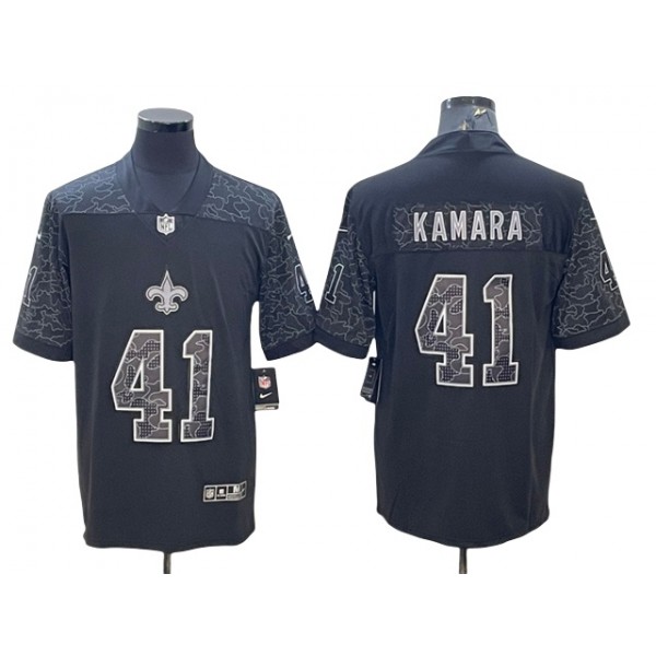 New Orleans Saints #41 Alvin Kamara Black RFLCTV Limited Jersey