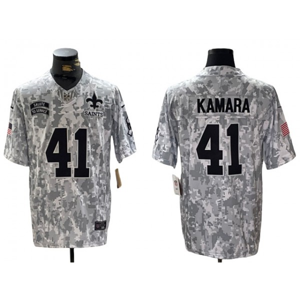 New Orleans Saints #41 Alvin Kamara Arctic Camo 2024 Salute To Service Limited Jersey