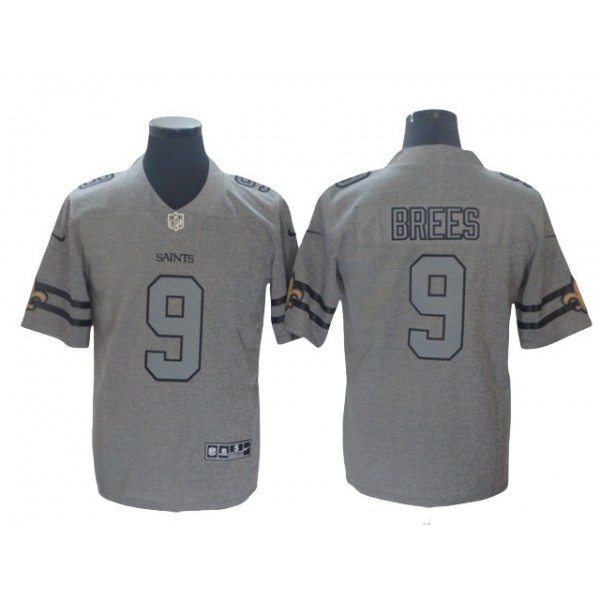 New Orleans Saints #9 Drew Brees Gray Gridiron Gray Limited Jersey