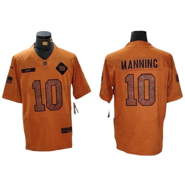 New York Giants #10 Eli Manning 2023 Brown Salute To Service Limited Jersey