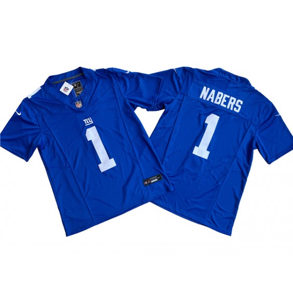 New York Giants #1 Malik Nabers Blue Vapor F.U.S.E. Limited Jersey