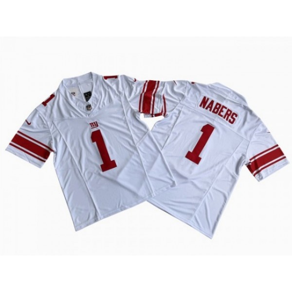 New York Giants #1 Malik Nabers White Vapor F.U.S.E. Limited Jersey