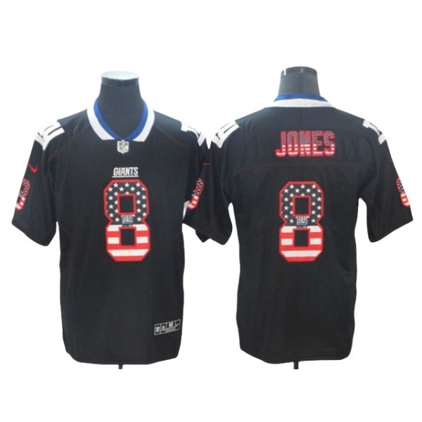 New York Giants #8 Daniel Jones Black USA Flag Fashion Limited Jersey