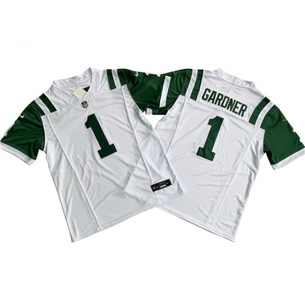 New York Jets #1 Sauce Gardner White Classic Vapor F.U.S.E. Limited Jersey