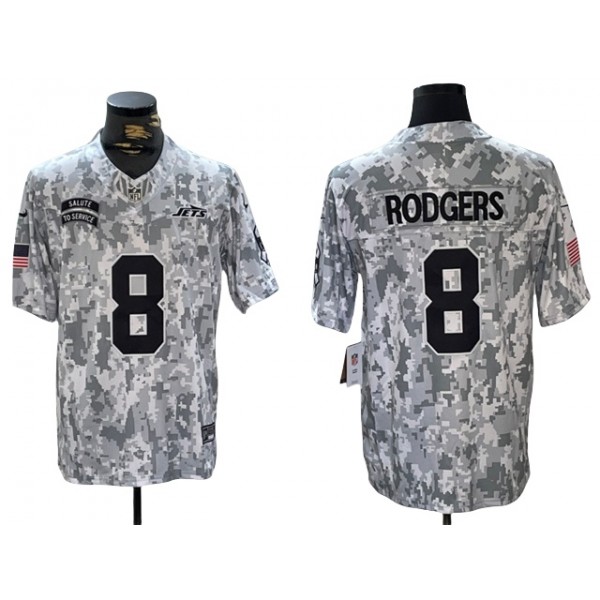 New York Jets #8 Aaron Rodgers Arctic Camo 2024 Salute To Service Limited Jersey