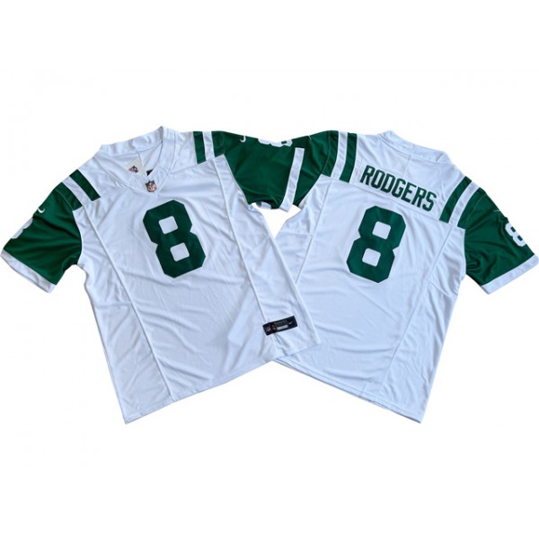 New York Jets #8 Aaron Rodgers White Classic Vapor F.U.S.E. Limited Jersey