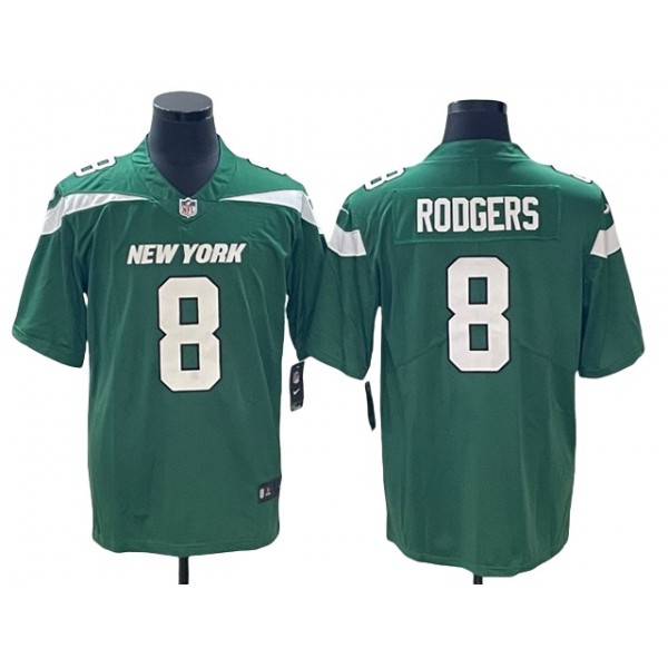 New York Jets #8 Aaron Rodgers Green Vapor Limited Jersey