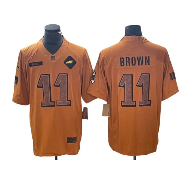 Philadelphia Eagles #11 A.J. Brown 2023 Brown Salute To Service Limited Jersey