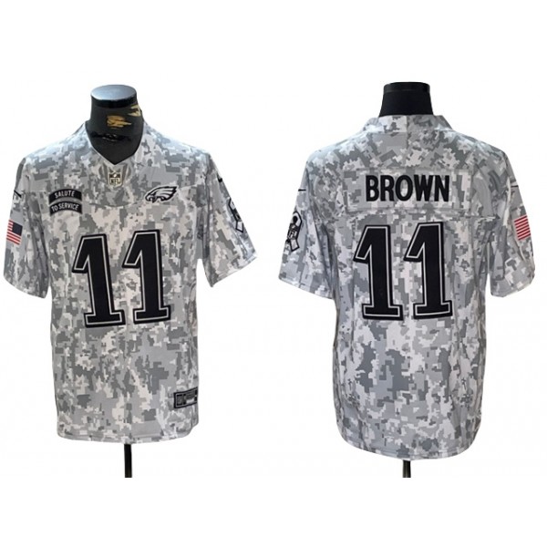 Philadelphia Eagles #11 A.J. Brown Arctic Camo 2024 Salute To Service Limited Jersey