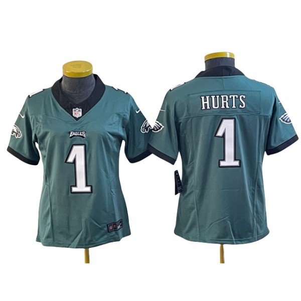 Philadelphia Eagles #1 Jalen Hurts Women's Green Vapor F.U.S.E. Limited Jersey