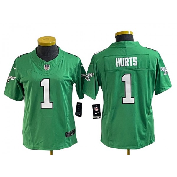 Philadelphia Eagles #1 Jalen Hurts Women's Kelly Green Vapor F.U.S.E. Limited Jersey