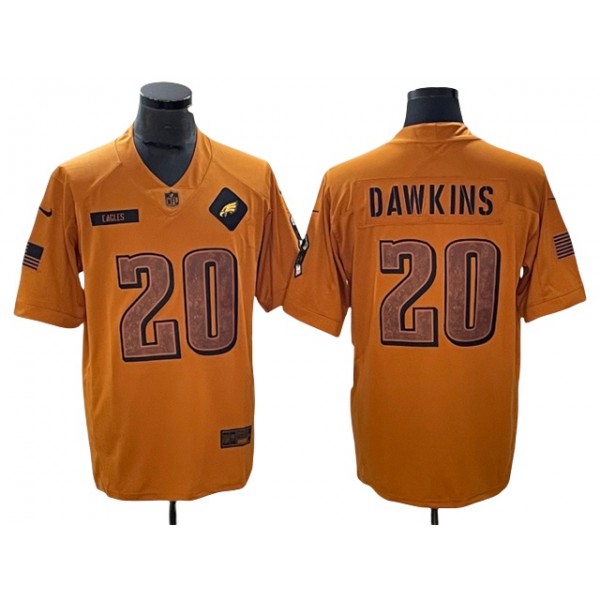 Philadelphia Eagles #20 Brian Dawkins 2023 Brown Salute To Service Limited Jersey