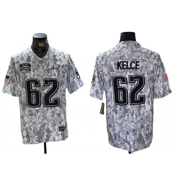 Philadelphia Eagles #62 Jason Kelce Arctic Camo 2024 Salute To Service Limited Jersey