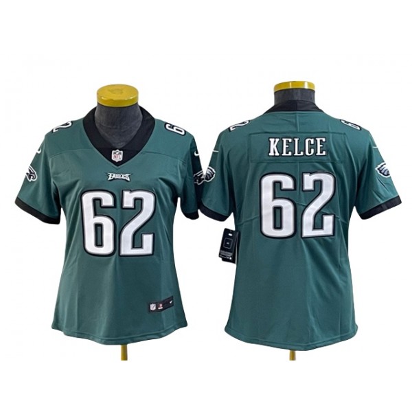 Philadelphia Eagles #62 Jason Kelce Women's Green Vapor Limited Jersey