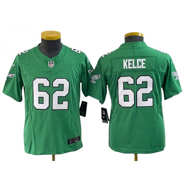 Philadelphia Eagles #62 Jason Kelce Youth Kelly Green Vapor F.U.S.E. Limited Jersey