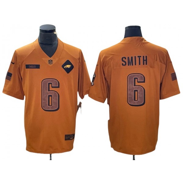 Philadelphia Eagles #6 DeVonta Smith 2023 Brown Salute To Service Limited Jersey