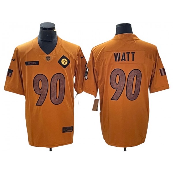 Pittsburgh Steelers #90 T.J. Watt 2023 Brown Salute To Service Limited Jersey