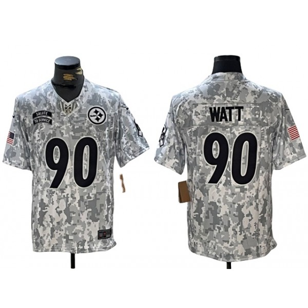 Pittsburgh Steelers #90 T.J. Watt Arctic Camo 2024 Salute To Service Limited Jersey