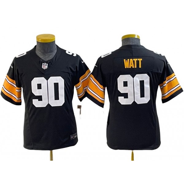 Pittsburgh Steelers #90 T.J. Watt Youth Alternate Black Vapor F.U.S.E. Limited Jersey