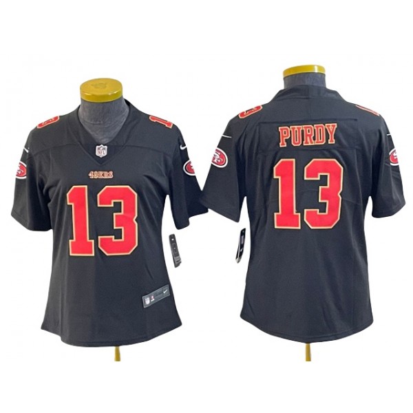 San Francisco 49ers #13 Brock Purdy Women's Carbon Black Fashion Limited Jersey