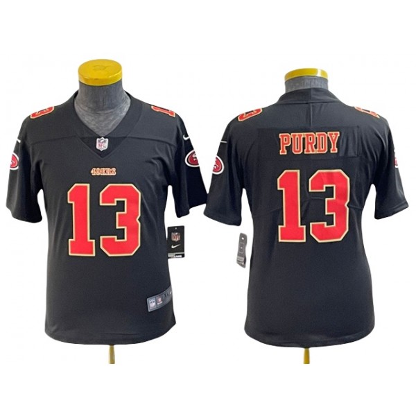 San Francisco 49ers #13 Brock Purdy Youth Carbon Black Fashion Limited Jersey