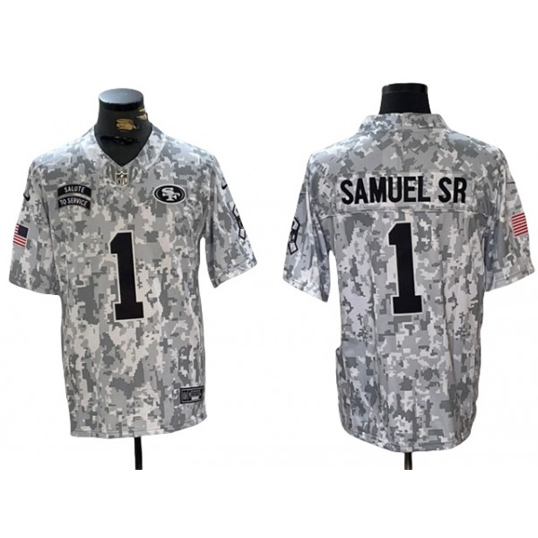 San Francisco 49ers #1 Deebo Samuel Arctic Camo 2024 Salute To Service Limited Jersey