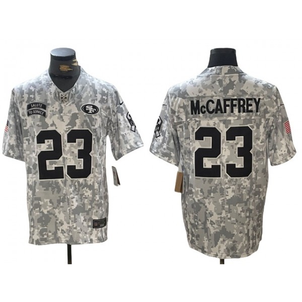 San Francisco 49ers #23 Christian McCaffrey Arctic Camo 2024 Salute To Service Limited Jersey