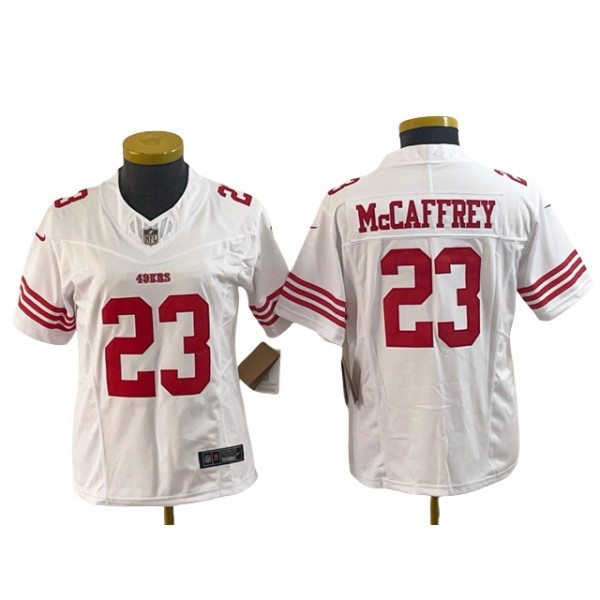 San Francisco 49ers #23 Christian McCaffrey Women's White Vapor F.U.S.E. Limited Jersey