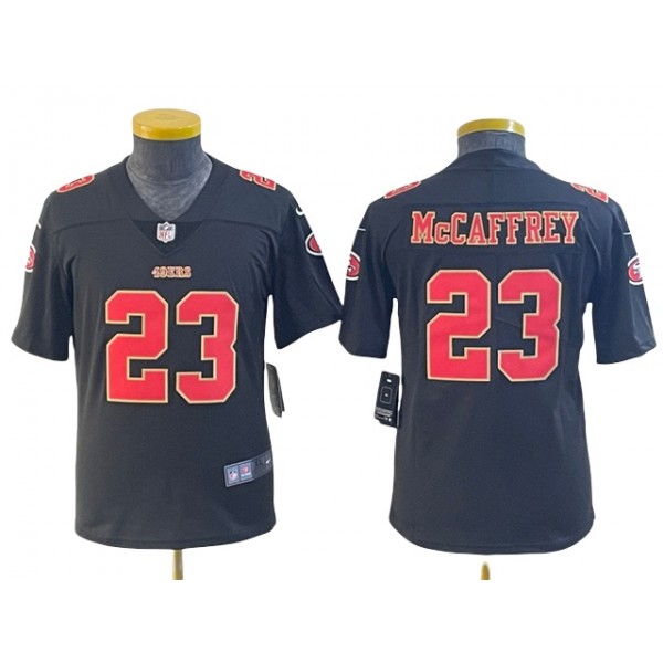 San Francisco 49ers #23 Christian McCaffrey Youth Carbon Black Fashion Limited Jersey