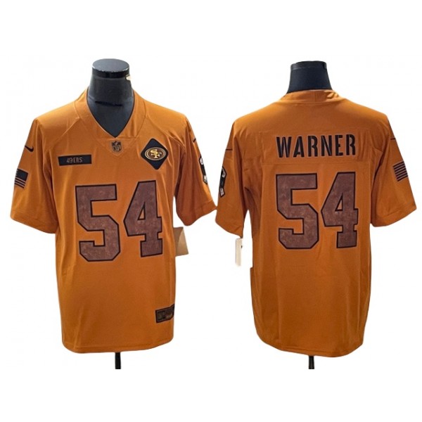 San Francisco 49ers #54 Fred Warner 2023 Brown Salute To Service Limited Jersey