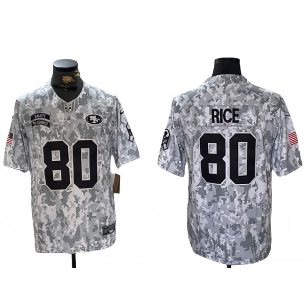 San Francisco 49ers #80 Jerry Rice Arctic Camo 2024 Salute To Service Limited Jersey