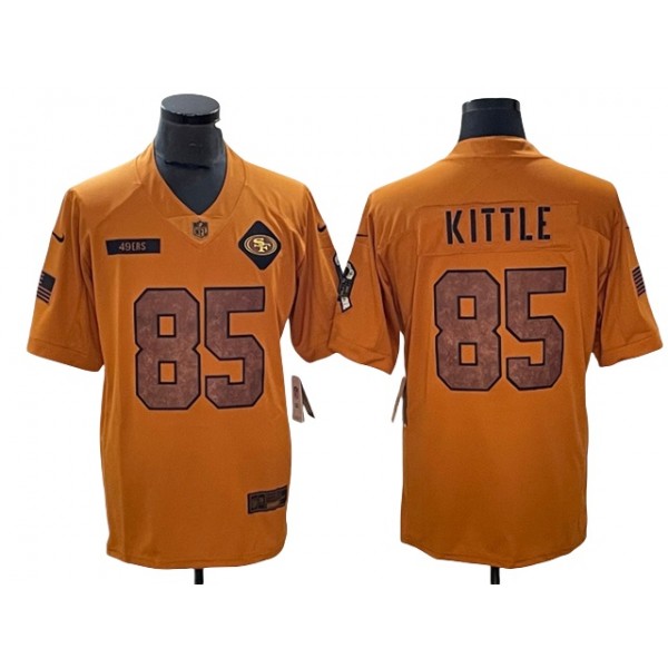 San Francisco 49ers #85 George Kittle 2023 Brown Salute To Service Limited Jersey