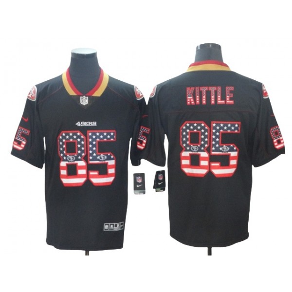 San Francisco 49ers #85 George Kittle Black USA Flag Fashion Limited Jersey