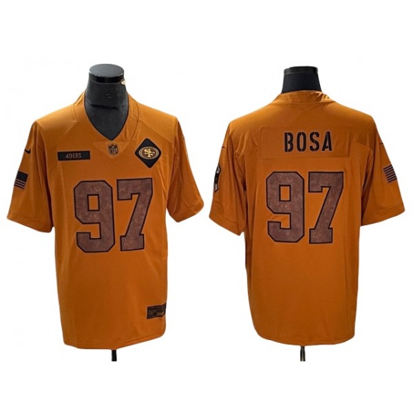 San Francisco 49ers #97 Nick Bosa 2023 Brown Salute To Service Limited Jersey