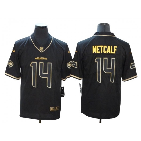 Seattle Seahawks #14 DK Metcalf Black Gold Vapor Limited Jersey