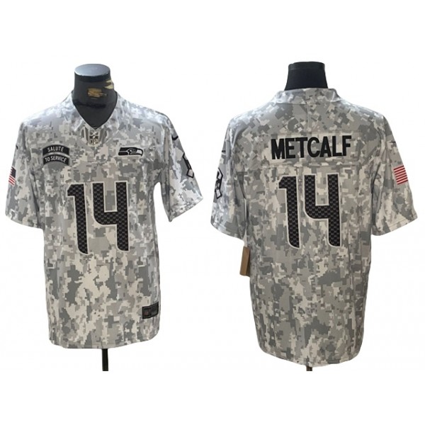 Seattle Seahawks #14 DK Metcalf Arctic Camo 2024 Salute To Service Limited Jersey