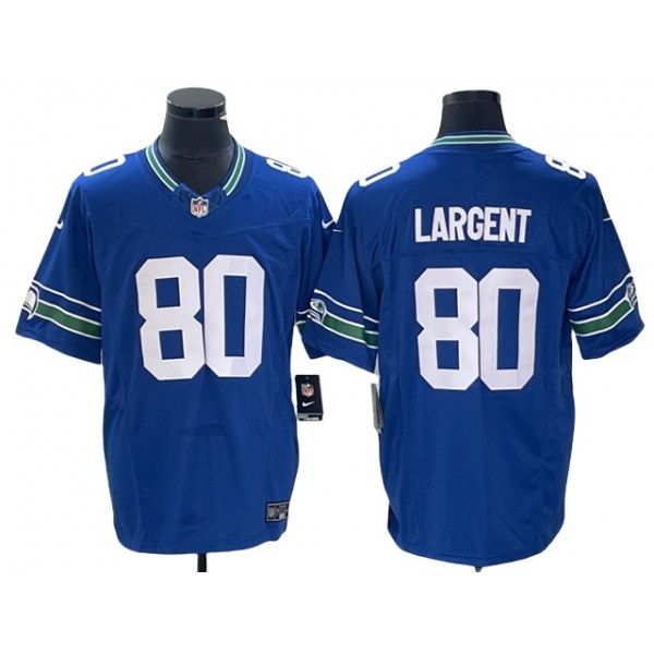 Seattle Seahawks #80 Steve Largent Royal Throwback Vapor F.U.S.E. Limited Jersey