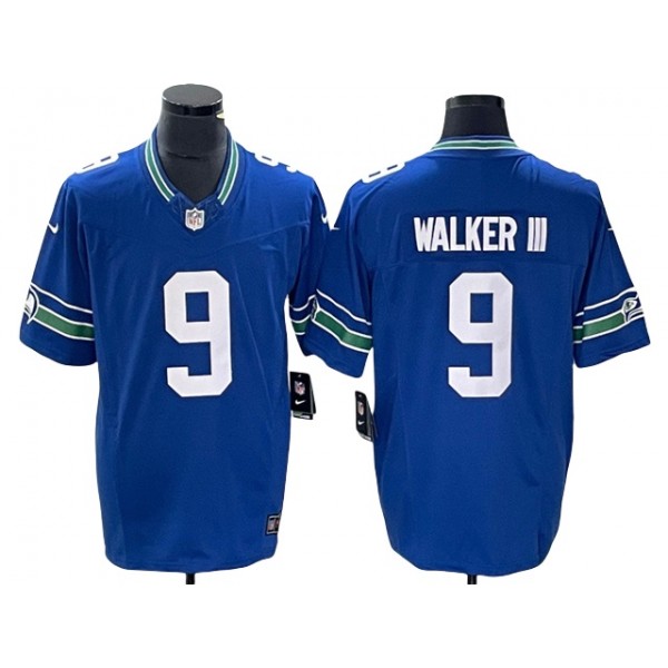 Seattle Seahawks #9 Kenneth Walker III Royal Throwback Vapor F.U.S.E. Limited Jersey