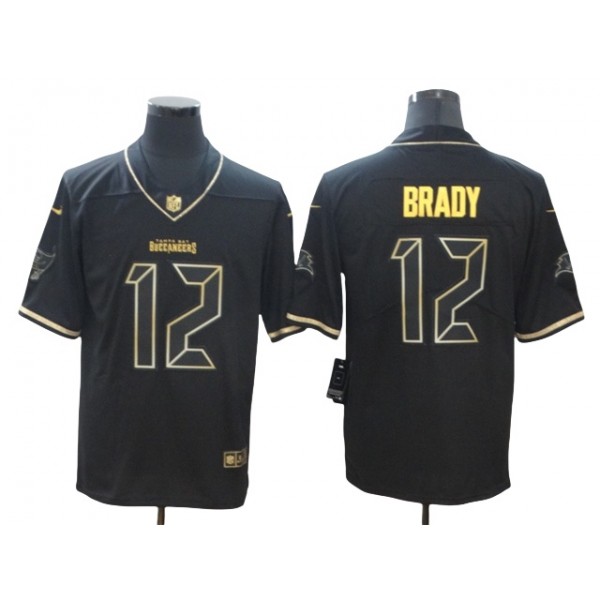 Tampa Bay Buccaneers #12 Tom Brady Black Gold Vapor Limited Jersey