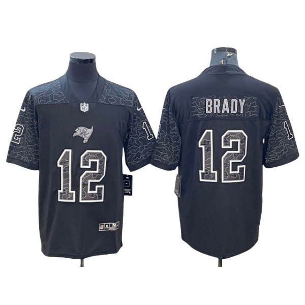 Tampa Bay Buccaneers #12 Tom Brady Black RFLCTV Limited Jersey