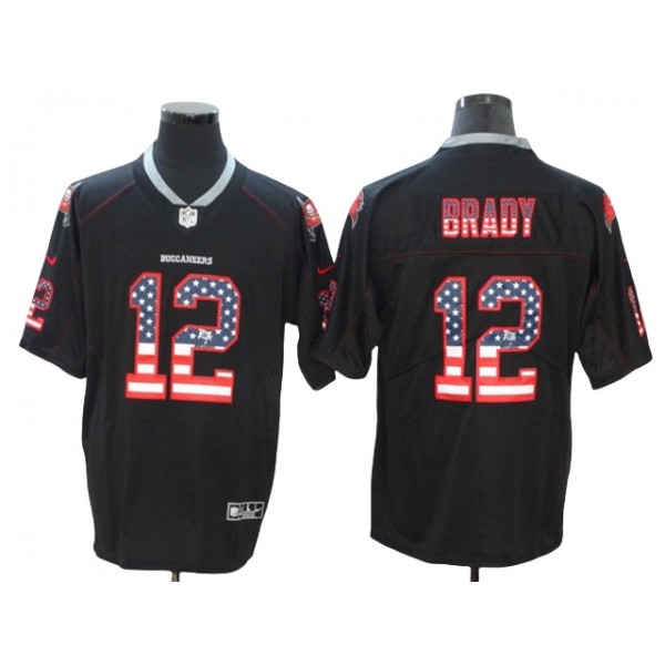 Tampa Bay Buccaneers #12 Tom Brady Black USA Flag Fashion Limited Jersey