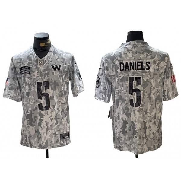 Washington Commanders #5 Jayden Daniels Arctic Camo 2024 Salute To Service Limited Jersey