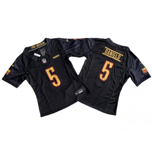 Washington Commanders #5 Jayden Daniels Women's Black Vapor F.U.S.E. Limited Jersey