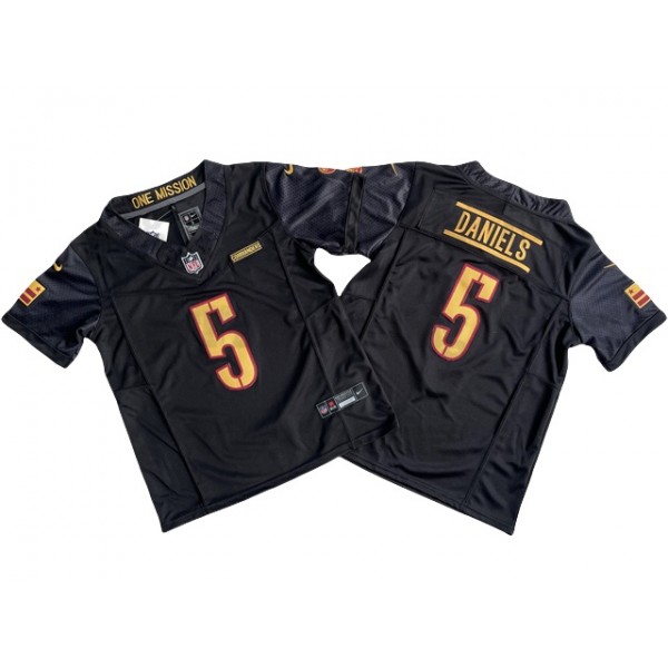 Washington Commanders #5 Jayden Daniels Youth Black Vapor F.U.S.E. Limited Jersey