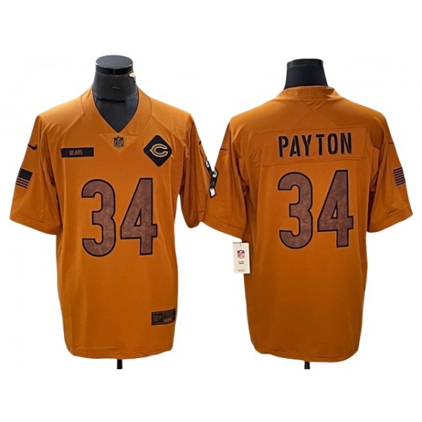 Chicago Bears #34 Walter Payton 2023 Brown Salute To Service Limited Jersey