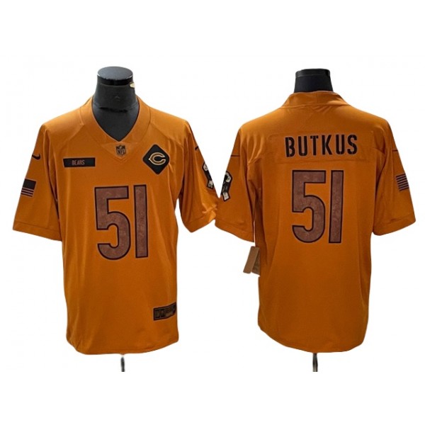 Chicago Bears #51 Dick Butkus 2023 Brown Salute To Service Limited Jersey